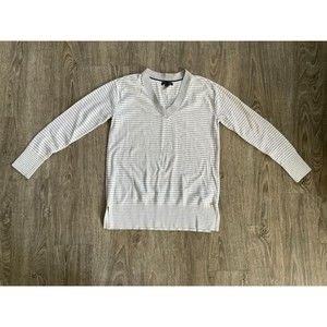 Tommy Hilfiger‎ Women's Sweater Small Vneck Grey White Striped